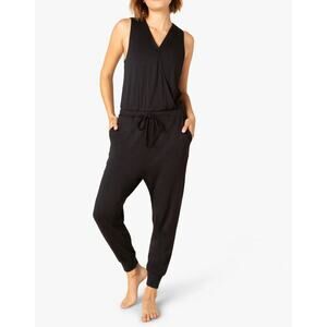 Beyond Yoga Easy Gather Sleeveless Midi Jumpsuit Modal Black Size Small 0654D